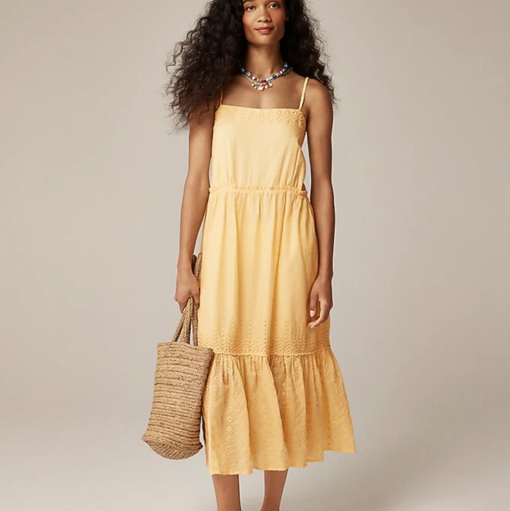 J Crew Sorrento dress in Organic cotton voile CK827 Size M Yellow NWT - Picture 1 of 11